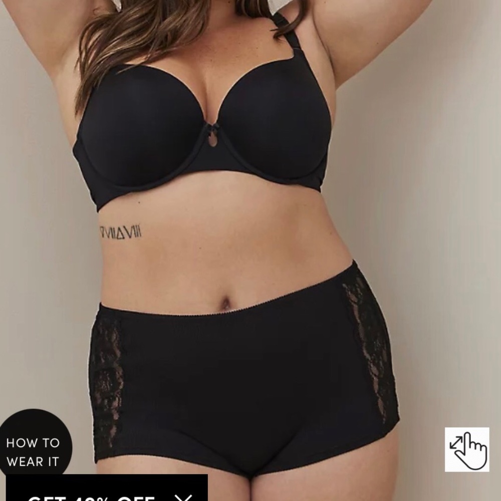 NEW Torrid Boyshort Panties Black Lace Flirt Mid-Rise Cotton Plus Size 4X 4XL